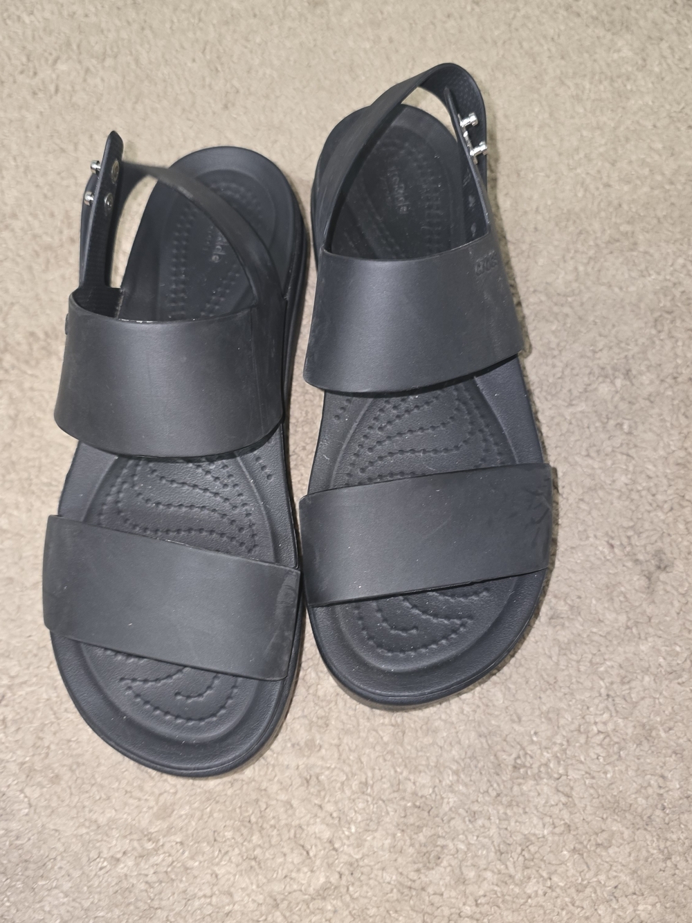 CROCS Black Platform Two-Strap Sandals - Picture 2 of 3